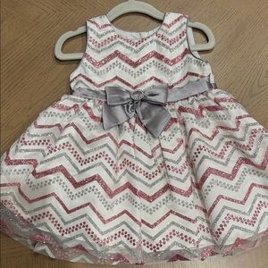 Youngland Pink and Silver Chevron Formal Dress